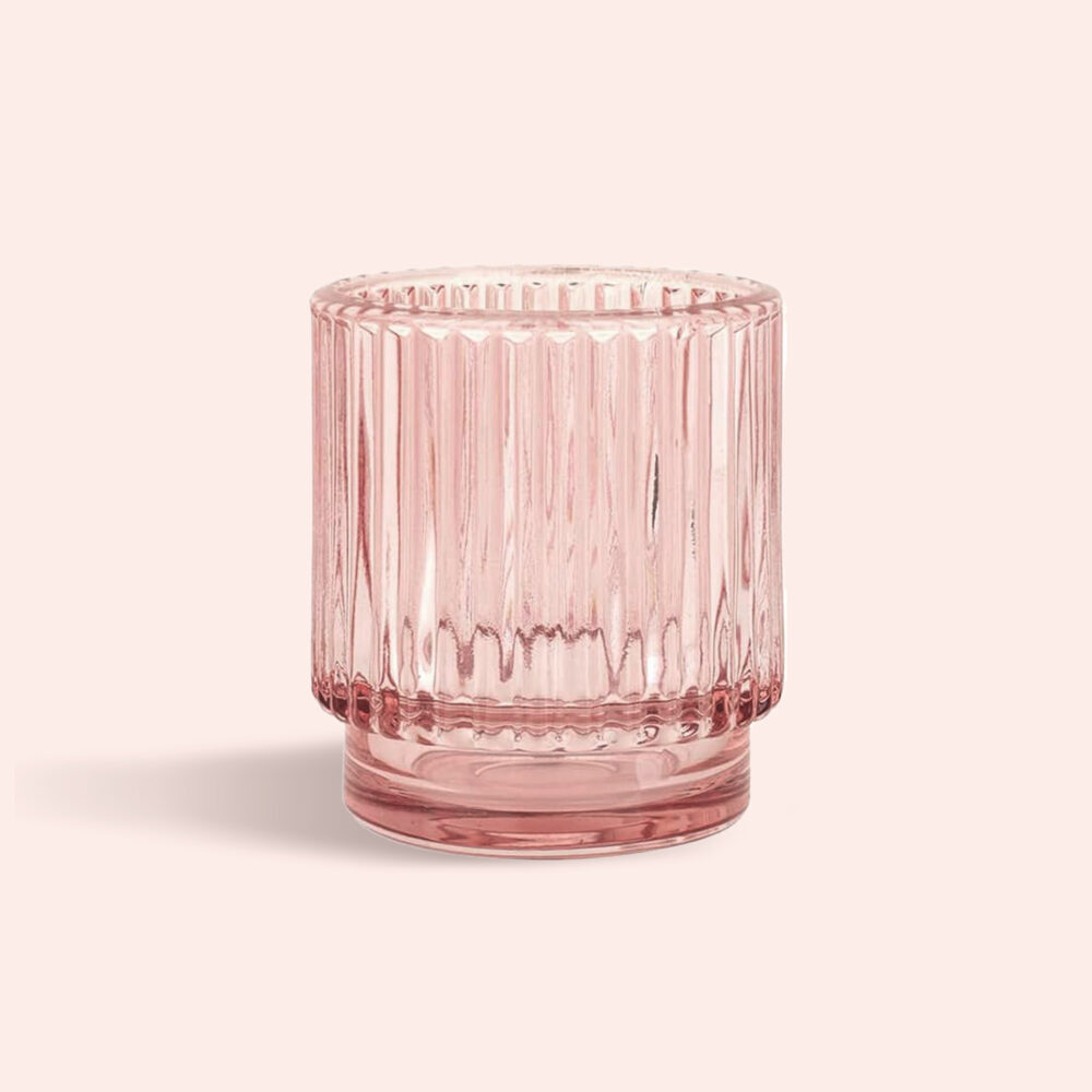 Candle Holder Ripple Pink